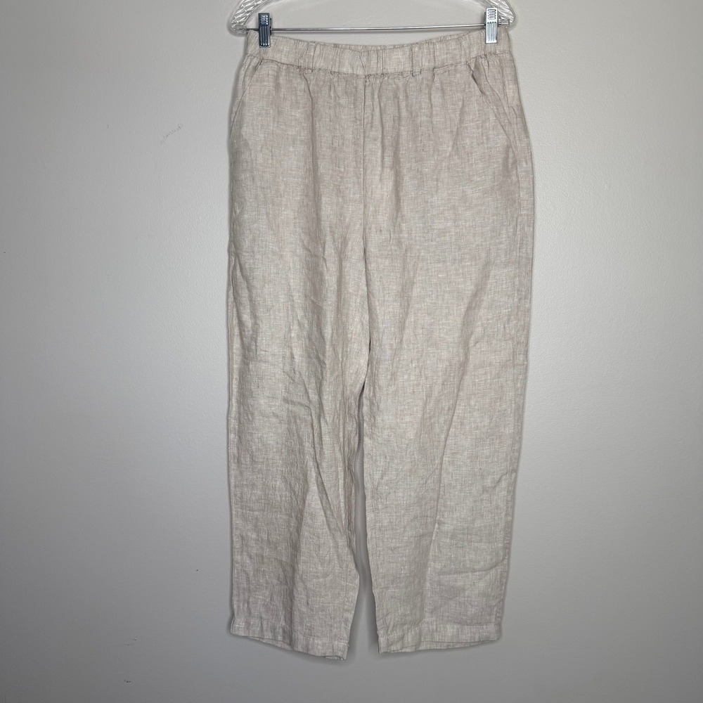 Quince European Linen Wide Leg Pants Oatmeal Beige Womens Medium NWT